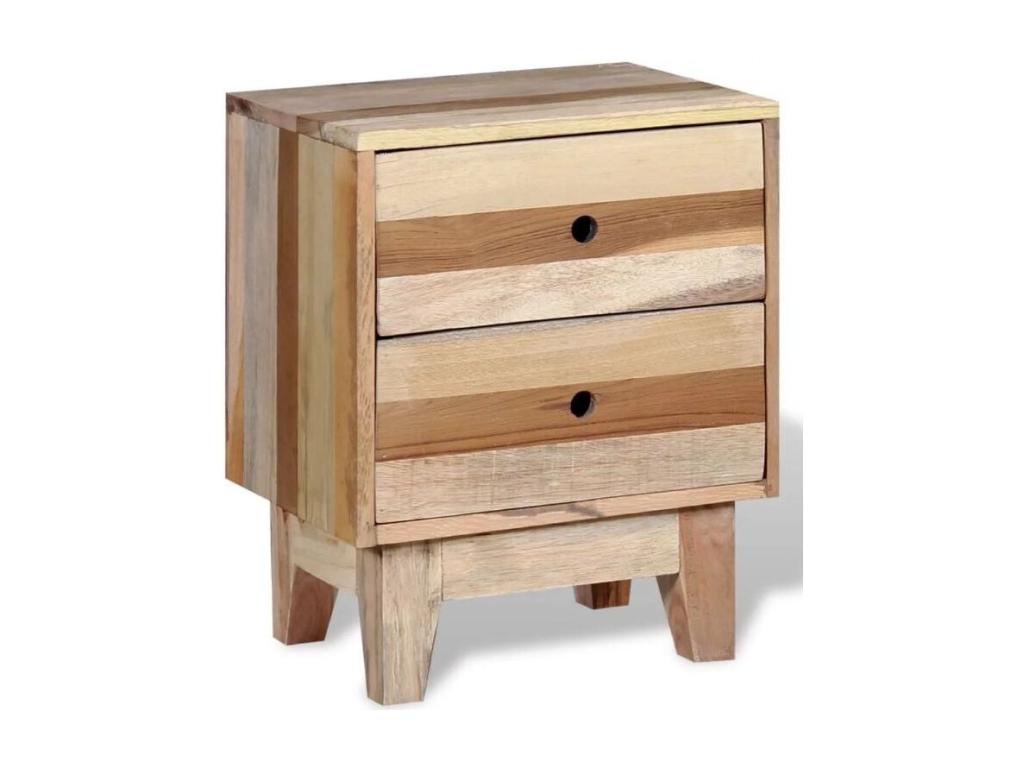 Decohaute RTWL07174 2-drawer bedside table in light recycled wood