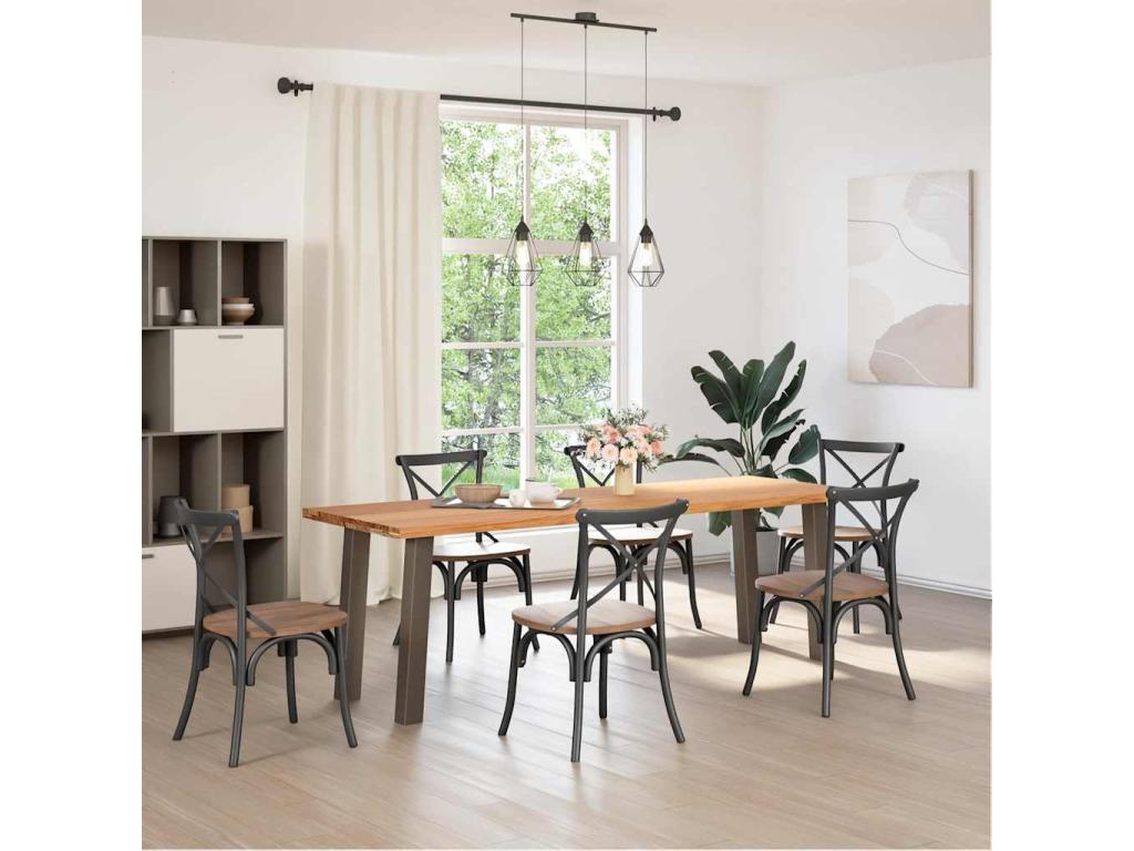 Light brown rectangular solid oak dining table IEFI04838