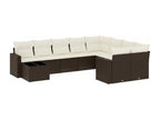 10-piece garden furniture set with brown resin wicker cushions SKZQ65714