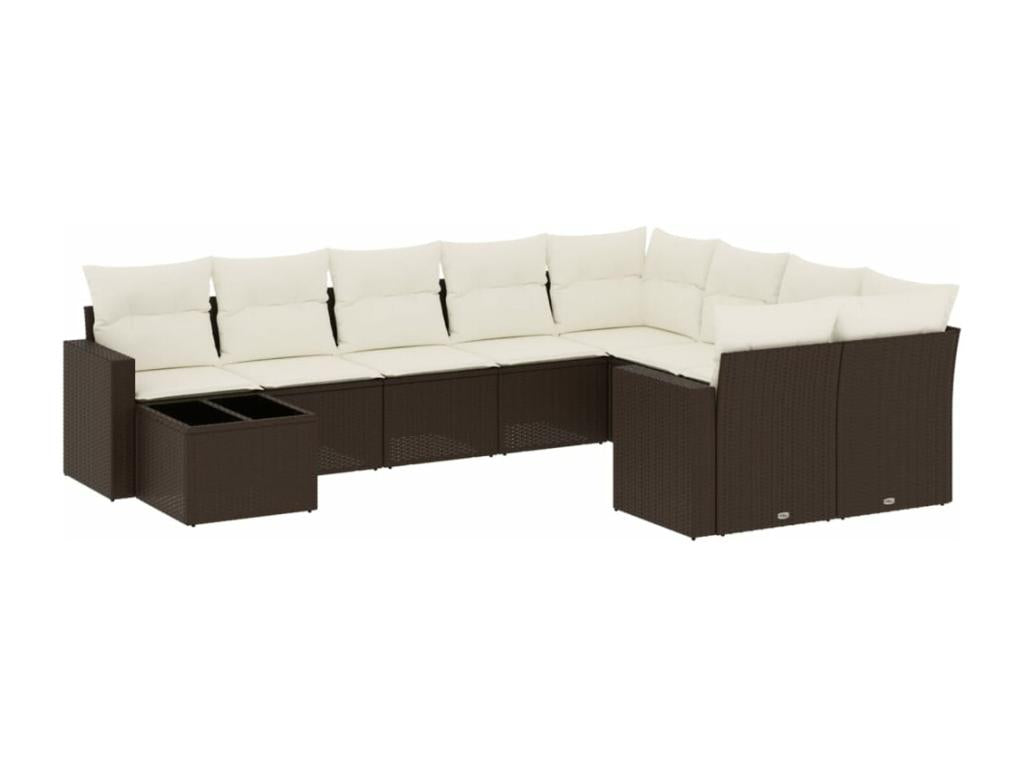 10-piece garden furniture set with brown resin wicker cushions SKZQ65714