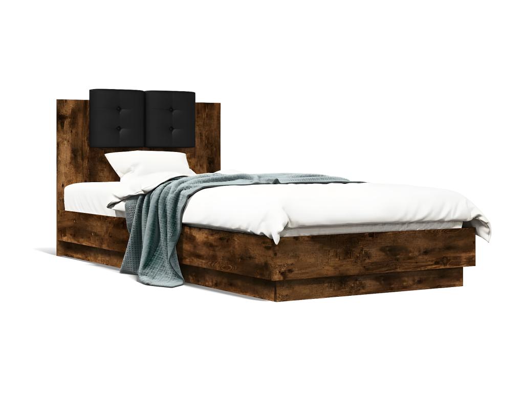 Bed frame without mattress, smoked oak, 100x200 cm ZGWV48417