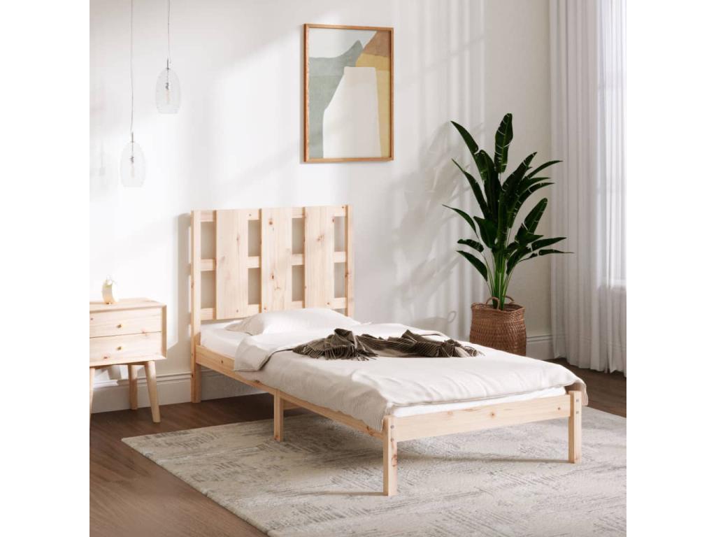 Solid pine wood bed frame 100x200 cm SBPI18229