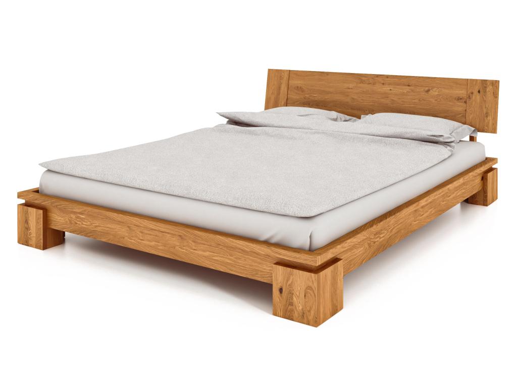 Decohaute - Bed frame with wooden headboard 180x200 in natural oiled wild oak BQJP12671