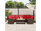 Garden sofa with brown cushions, woven resin IRLQ69732