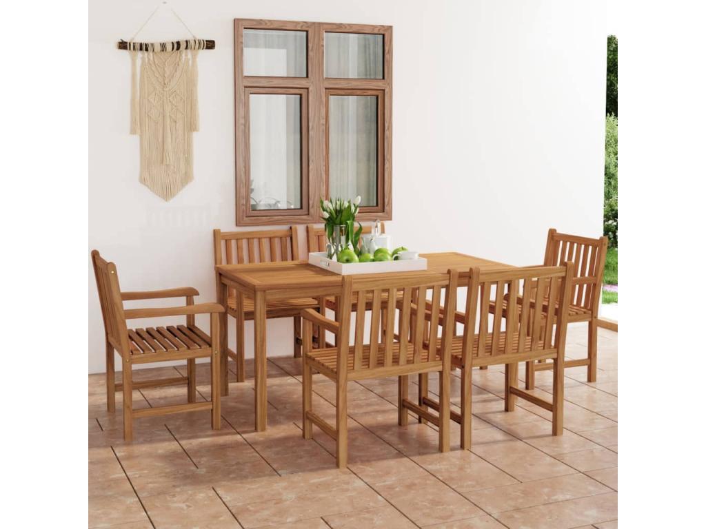 7-Piece Garden Dining Set Solid Teak Wood RUVV41247