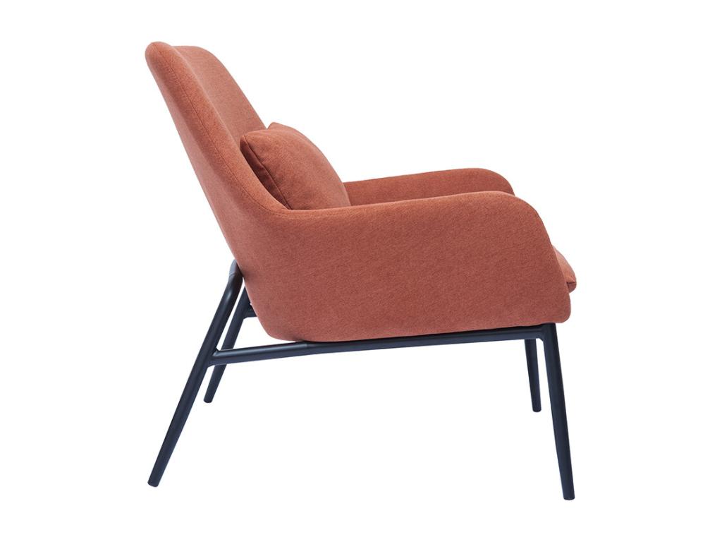 Designer armchair in burnt earth velvet-effect fabric and black metal, Decohaute VSEQ07019