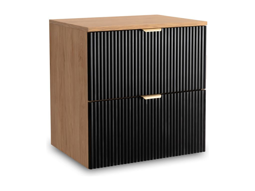 Decohaute vanity unit with fluted fronts, 120x60x47 cm, Black/Walnut LDTV71031