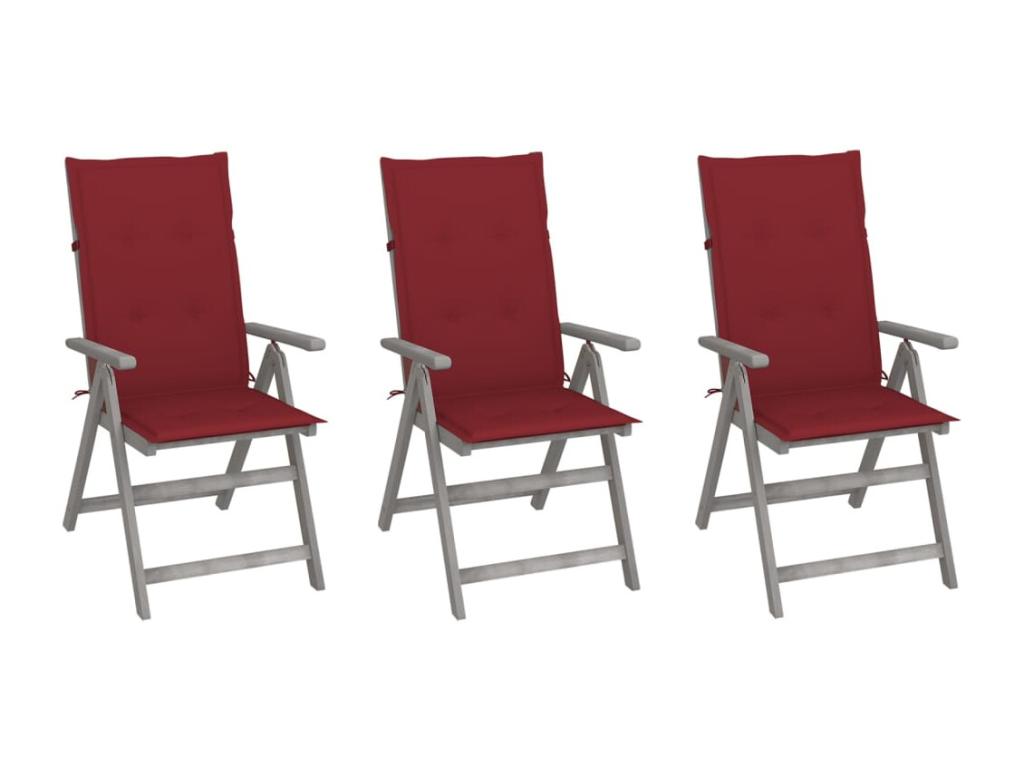 Domopure LPHD50584 3-Piece Reclining Garden Chairs with Cushions, Wood