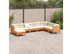 8-piece garden furniture set with cushions, brown wax, solid pine wood FEQY98334