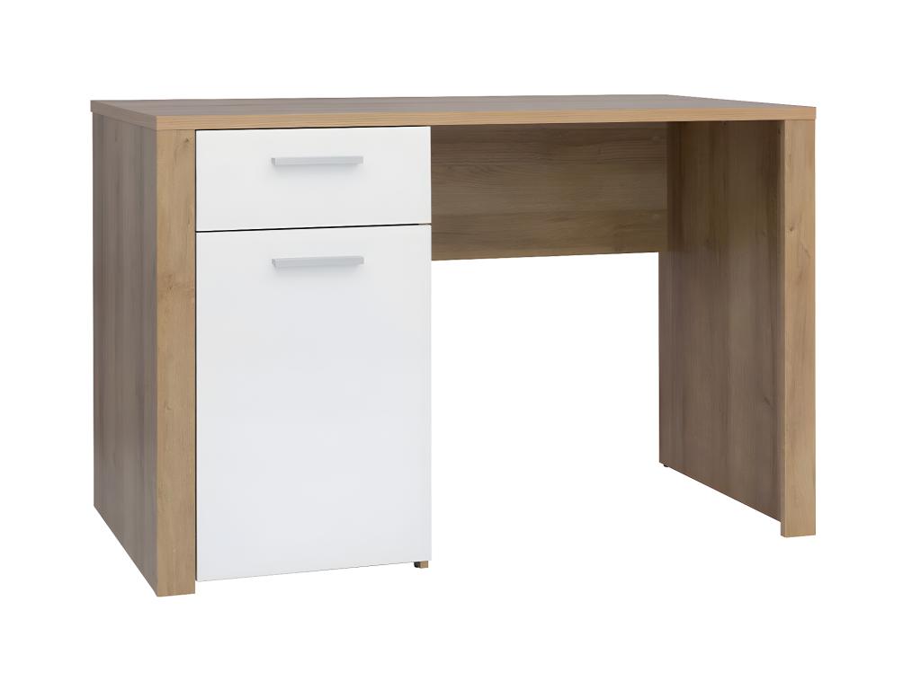 Decohaute White and Wood Desk with 1 Door and 1 Drawer KNGG61510