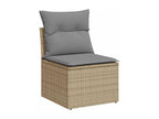 7-piece garden furniture set with cushions, beige woven resin KFDA57014