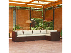 5-piece garden furniture set with cushions, brown woven resin, 2 LIOO29131