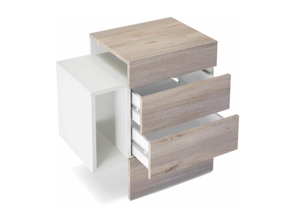White Matte Bedside Table and Anthracite High-Decoration (WxHxD) 60x63x36 QKHR61677