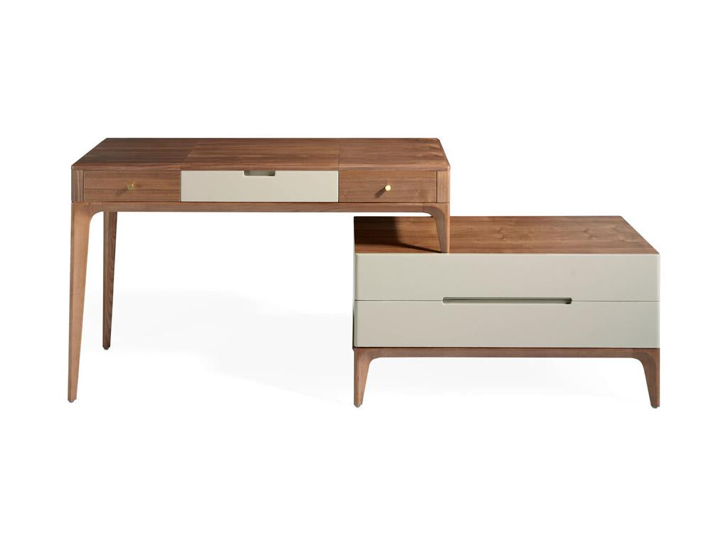 Decohaute-Couleur AMJG43586 lacquered walnut wood dressing table with 4 drawers