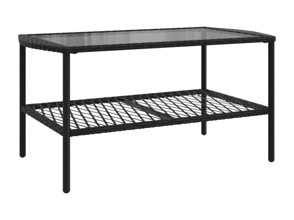 4-piece garden furniture set with cushions, black woven resin MPBF76154