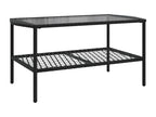 4-piece garden furniture set with cushions, black woven resin MPBF76154