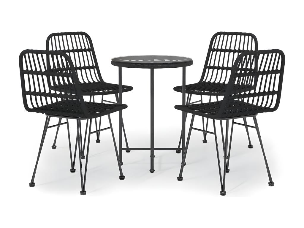 5-piece garden dining set, black woven resin, DXRD55550