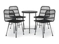 5-piece garden dining set, black woven resin, DXRD55550