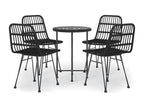 5-piece garden dining set, black woven resin, DXRD55550