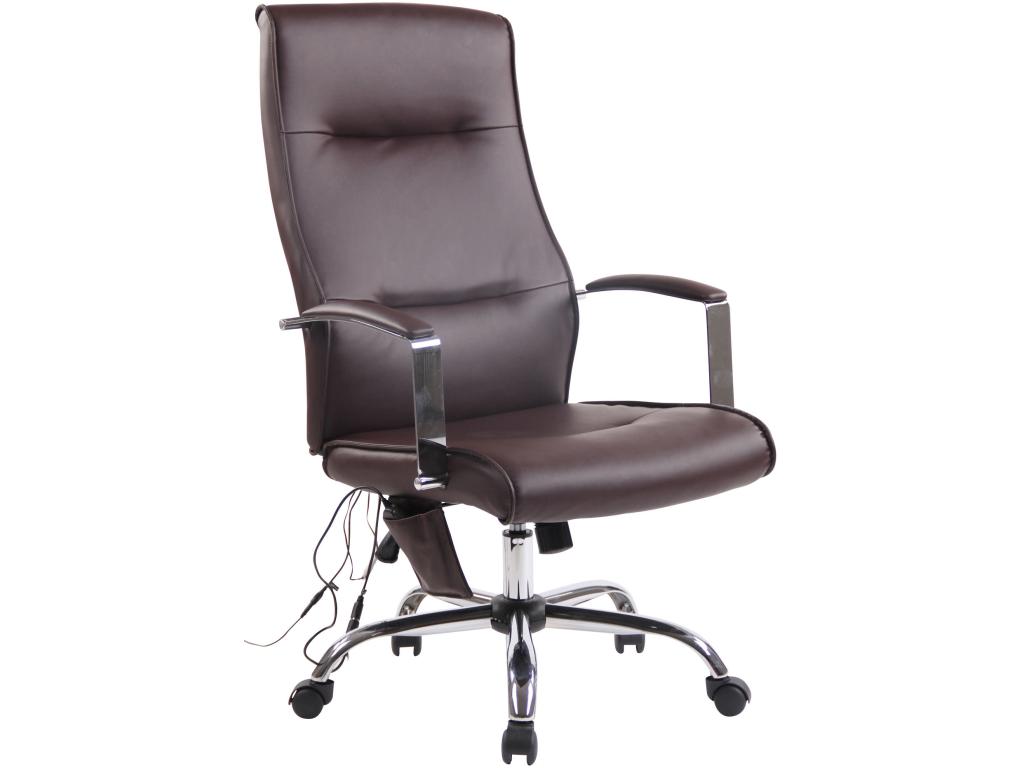 Office chair - Faux leather / Chrome metal - Brown - Portland BOEX24513