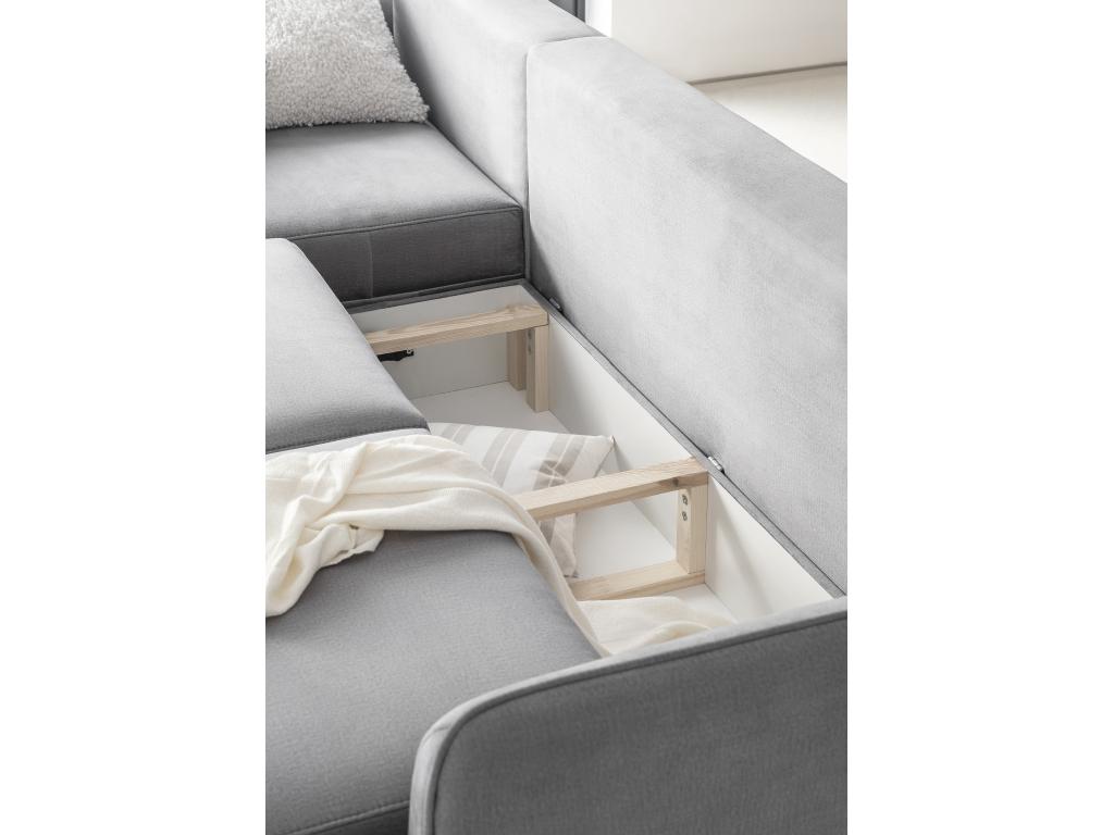 Decohaute 276cm Left-Hand Corner Sofa Bed in Black Fabric CIIV97463