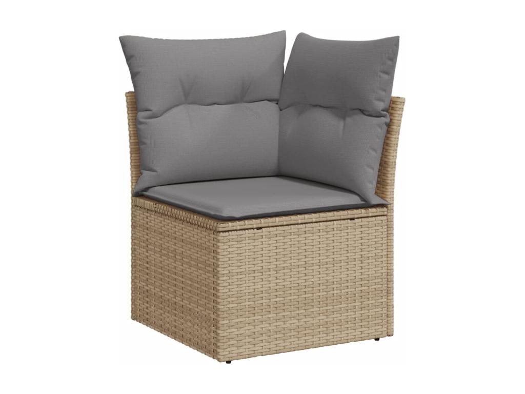 9-piece beige resin wicker garden furniture set with cushions VTQQ42200
