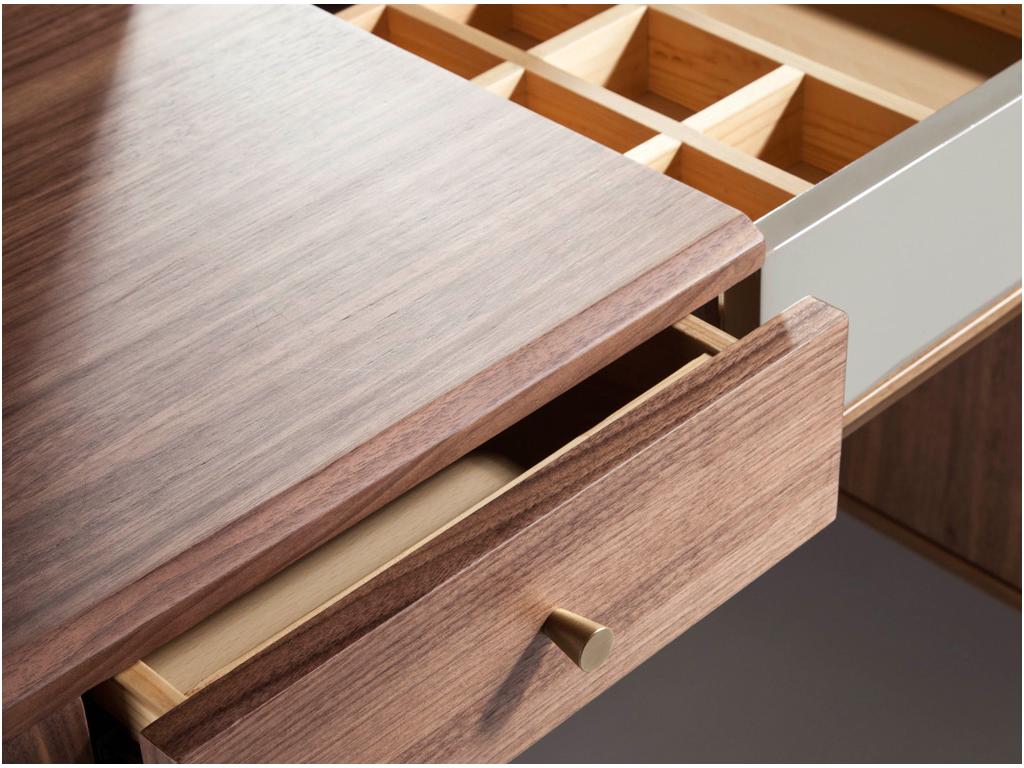 Decohaute-Couleur AMJG43586 lacquered walnut wood dressing table with 4 drawers