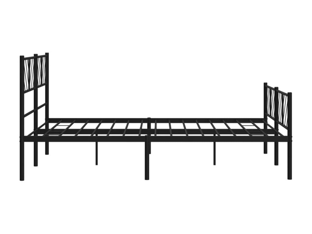 Black metal bed frame with headboard/footboard, 135x190 cm, ZAXY41977