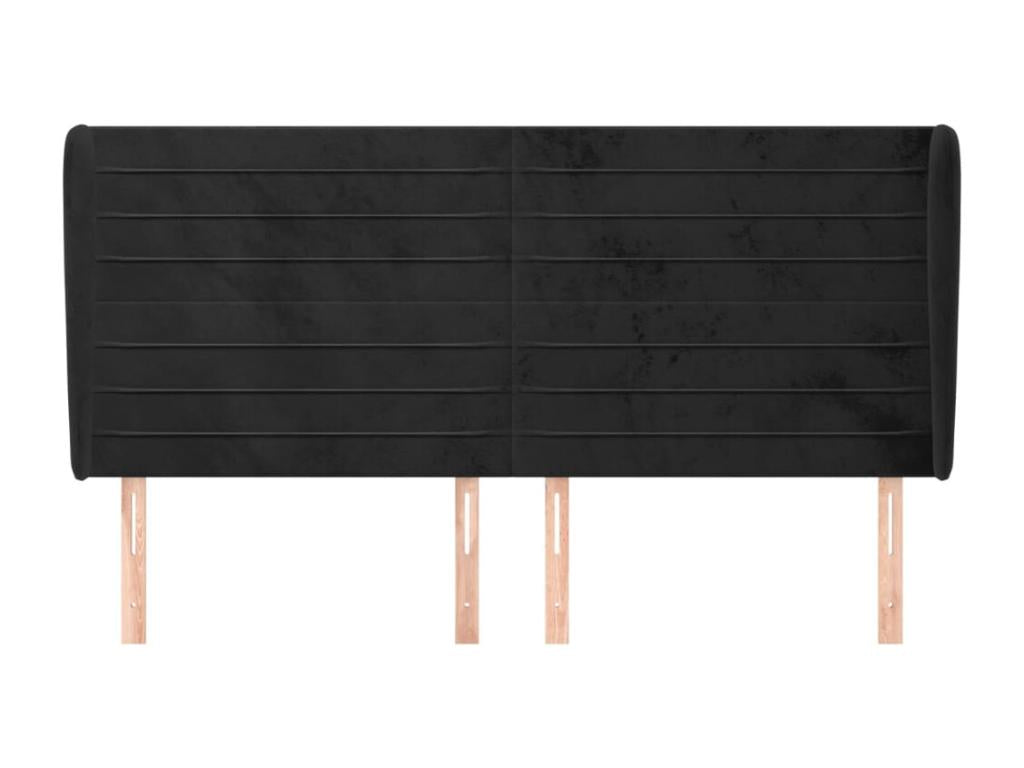 Headboard with wings, Black, 203x23x118/128 cm, Velvet, DTKR23418