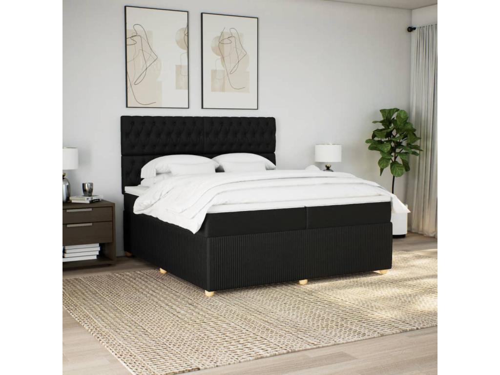 Decohaute bed base with black mattress 200x200 cm fabric TNIE40151