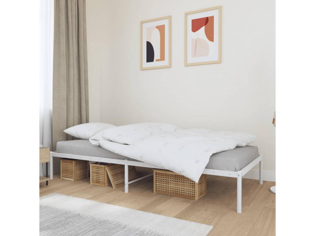 White metal bed frame without mattress, 100x190 cm, CDCM23682