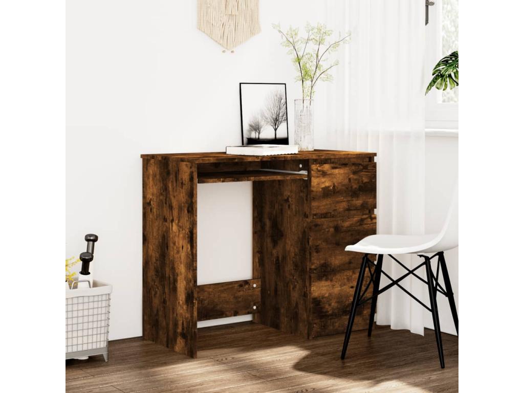 Smoked Oak Desk 90x45x76 cm Engineered Wood FMHD29441