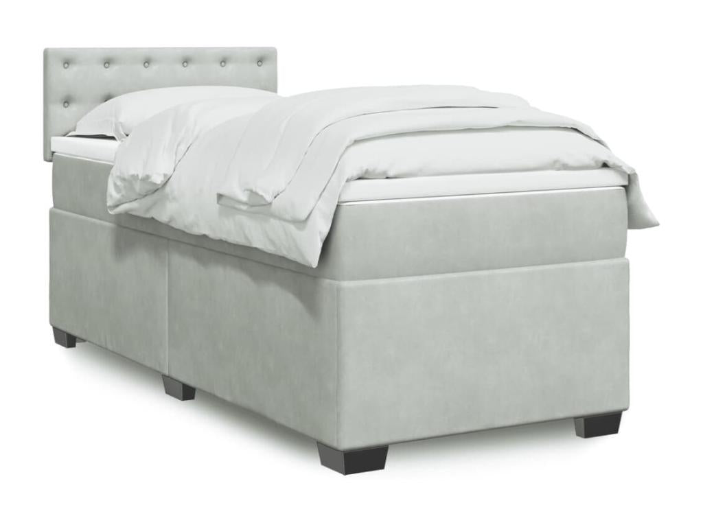 Chezlova bed base and mattress, light grey, 90x190 cm, velvet, DPRW59355