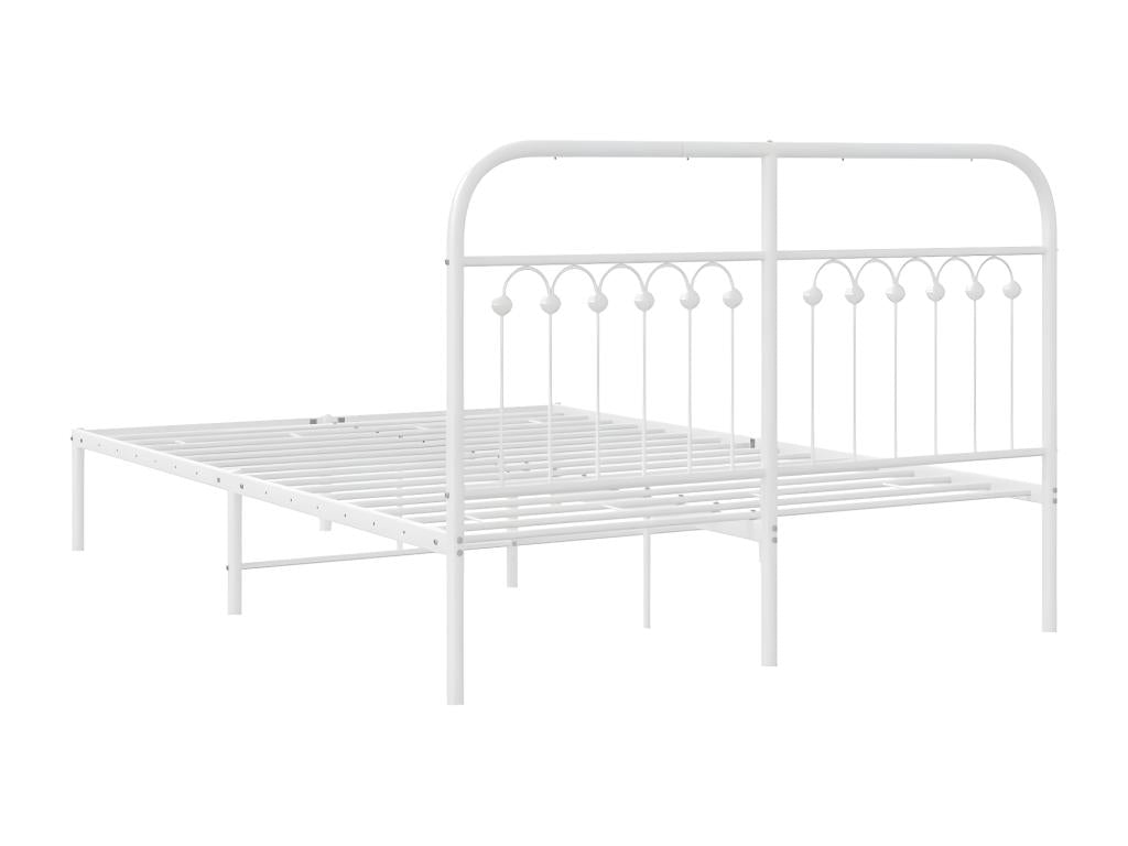 Metal bed frame with white headboard 140x190 cm BSME31613