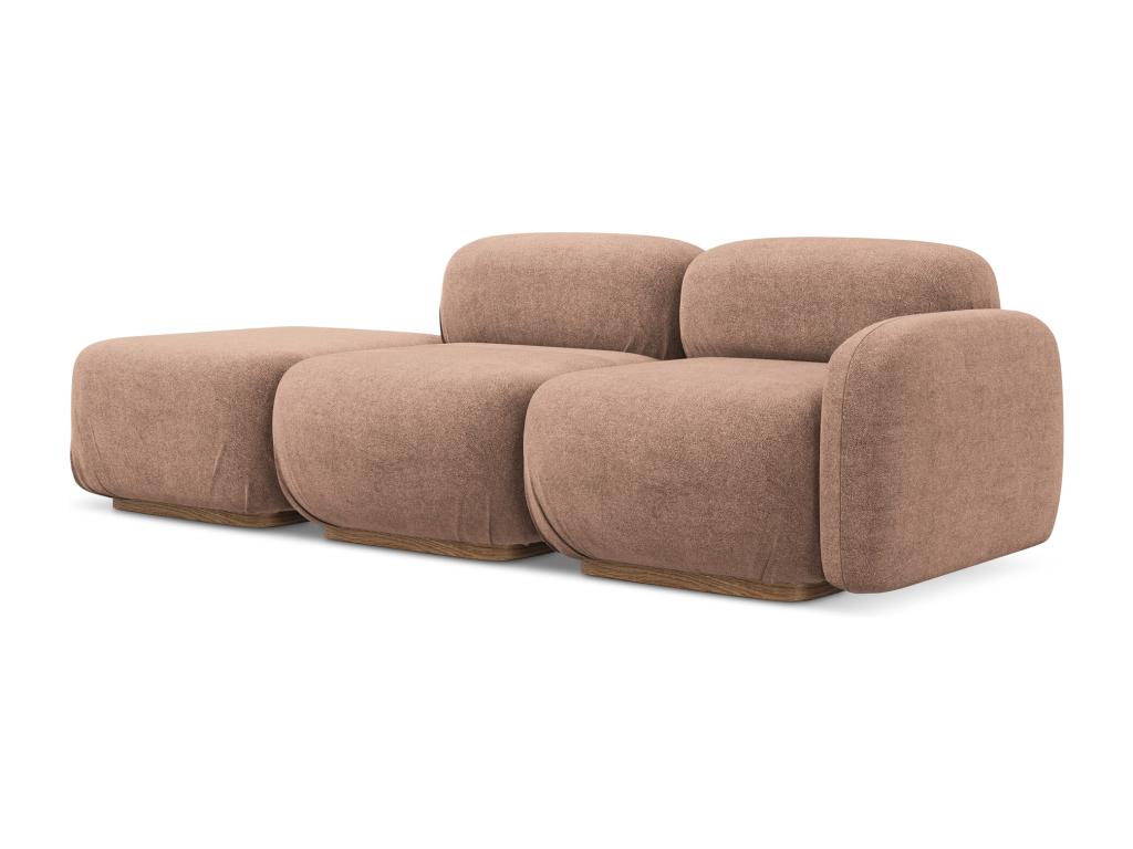 Modular 3-seater sofa, left-hand facing, in Bouclé fabric - muted pink - Decohaute GIHL86447