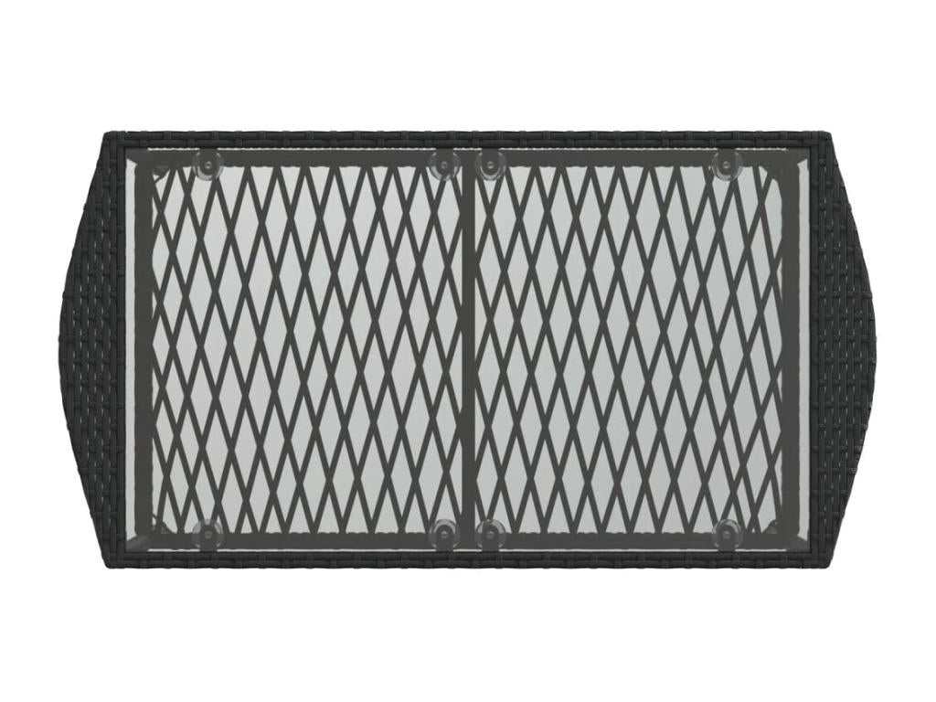 4-piece garden furniture set with cushions, black woven resin MPBF76154