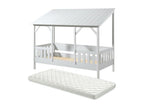 Decohaute - House Bed 90x200cm White Slatted Base Mattress BOPG63369