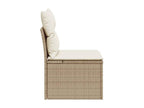 Garden sofa without armrests, beige cushions, woven resin EWWN72222