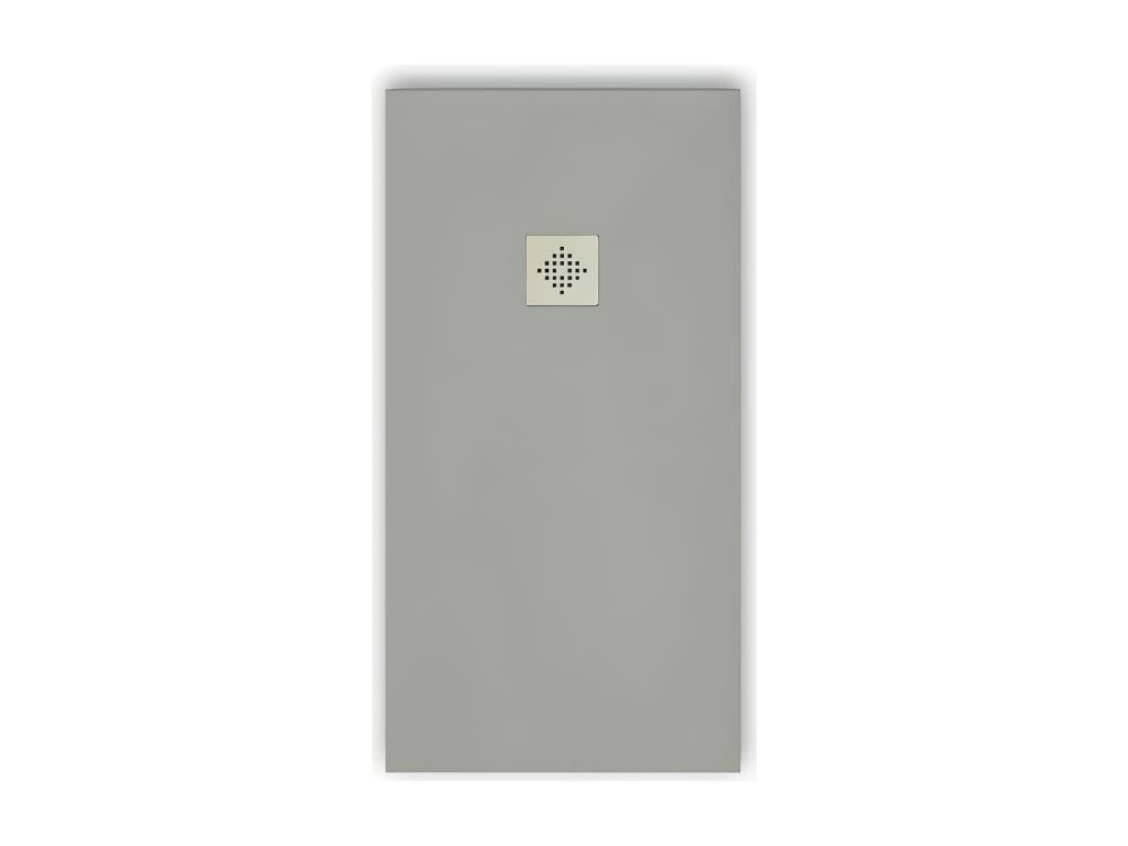 Extra-flat 80x150 cm PURE shower tray in grey slate-effect resin with stainless steel grate JUIK70743