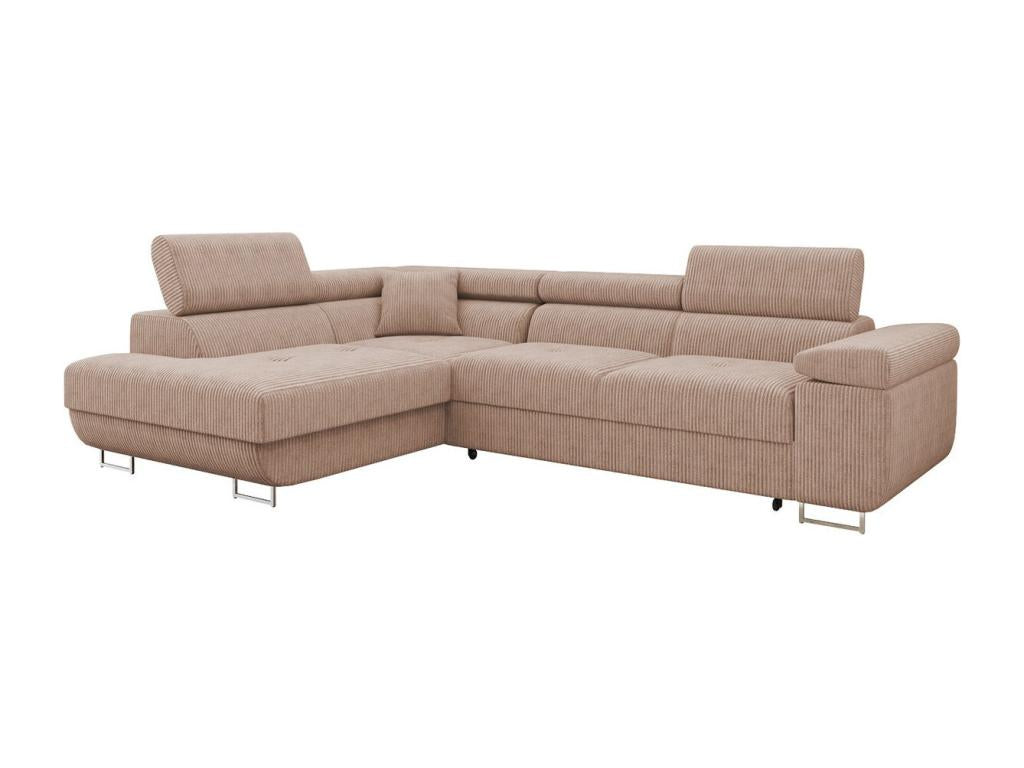 Decohaute Eliferu 100 Pink Corner Sofa with Sleeping Function and Bedding Box, 274cm, LMIM39684