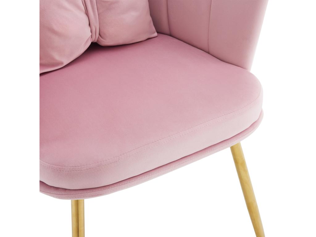 Set of 4 velvet chairs - with petal-shaped backrest - gold metal legs - Pink IXVM10517