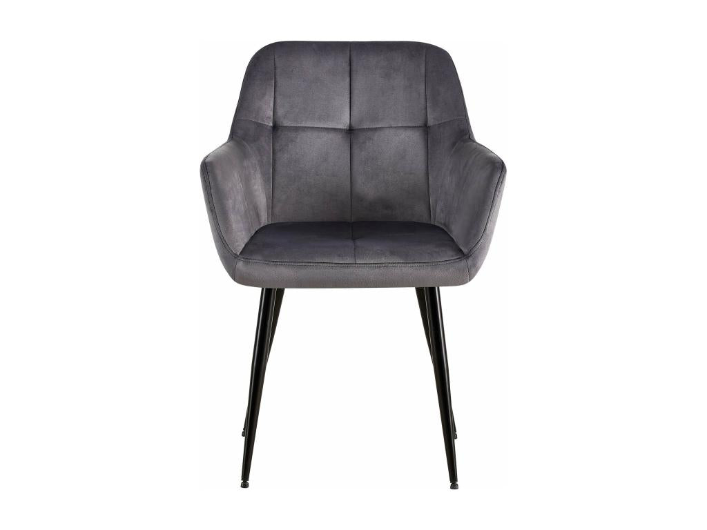 Chairs with armrests - Velvet / Matte black metal - Grey - Decohaute CWSU87890