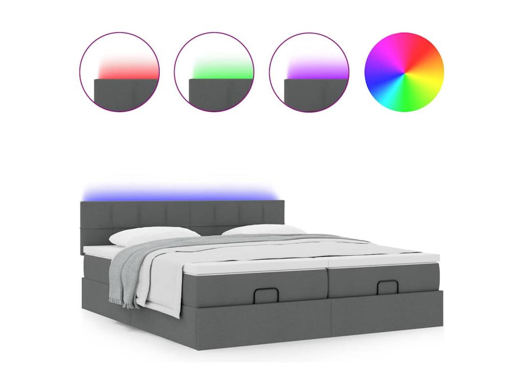 Ottoman bed frame with dark grey mattress 160x200cm fabric TWTZ56835