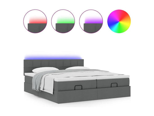 Ottoman bed frame with dark grey mattress 160x200cm fabric TWTZ56835