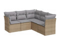 5-piece garden furniture set with cushions, beige woven resin BRLR28129