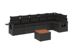 7-piece garden furniture set with cushions, black resin wicker CWGX48076