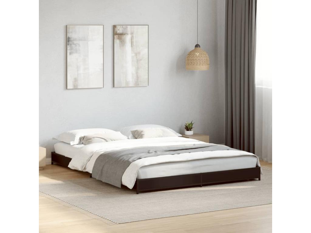 Black bed frame 140x200 cm engineered wood and metal DVLE78855