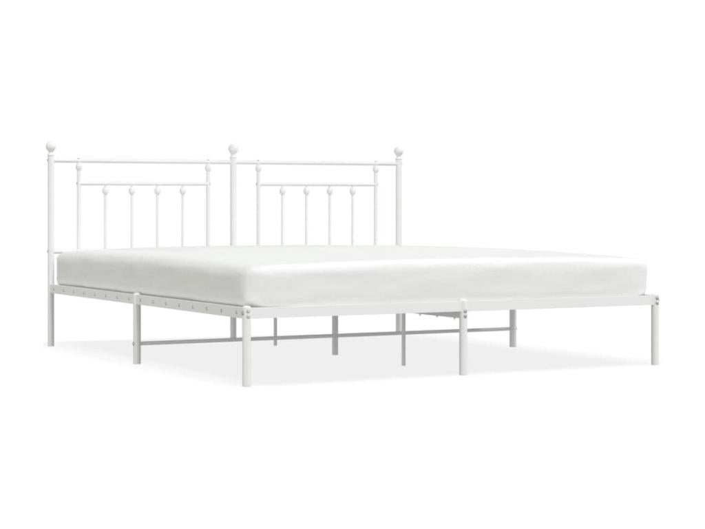 Metal bed frame with white headboard 193x203 cm BFRN09463