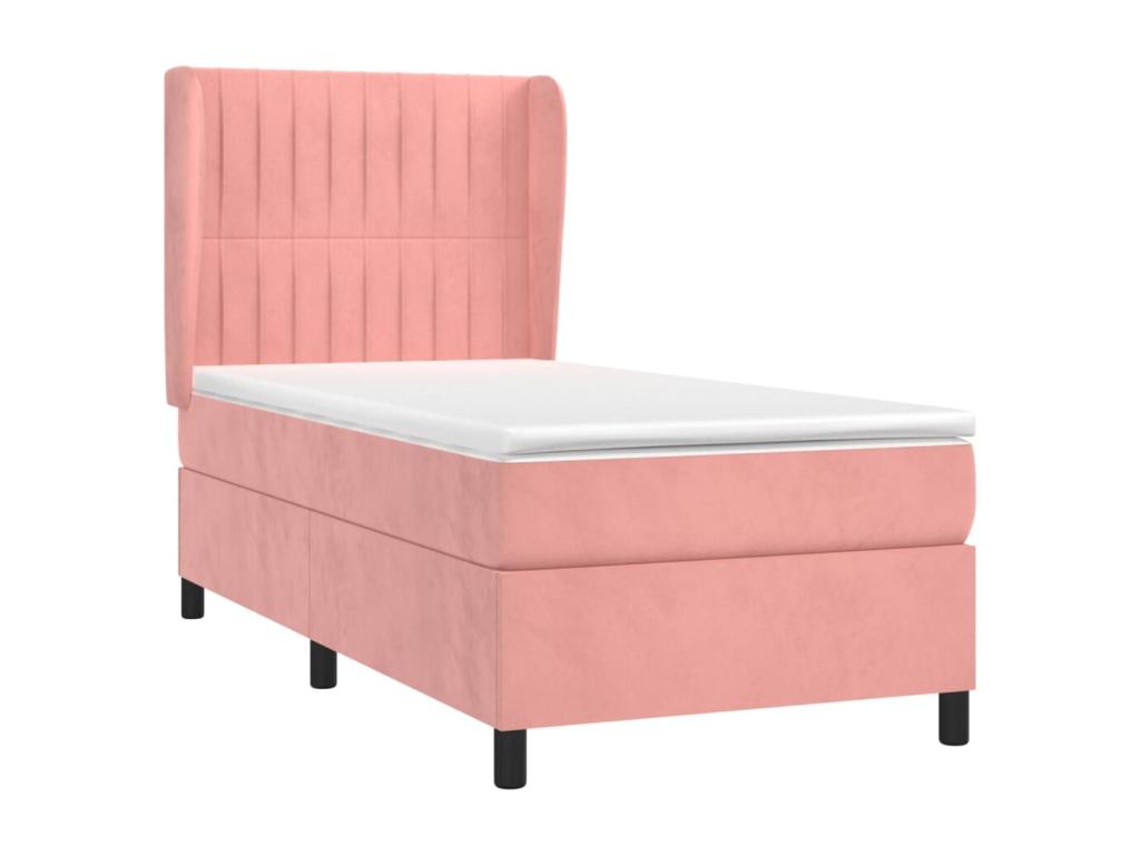 Decohaute bed base with pink 90x190 cm velvet mattress RIIS66601