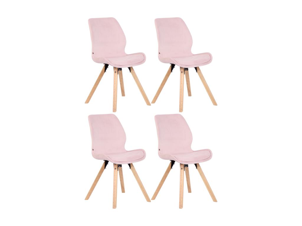 Set of 4 dining chairs - Velvet/Wood - Pink - Decohaute IWPA22132